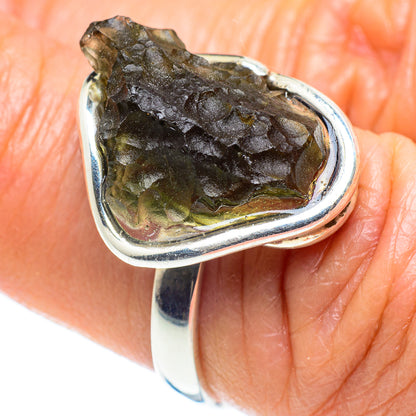 Czech Moldavite Rings handcrafted by Ana Silver Co - RING58137