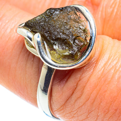 Czech Moldavite Rings handcrafted by Ana Silver Co - RING58138