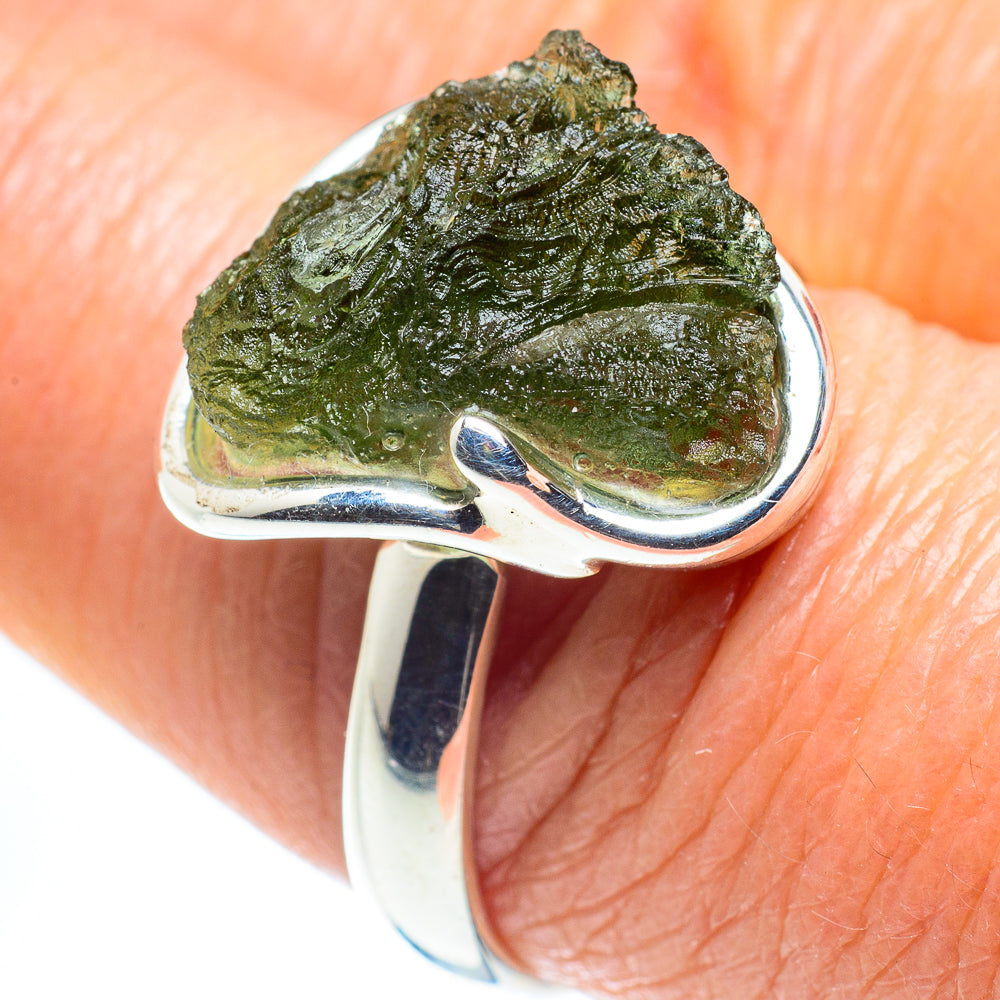 Czech Moldavite Rings handcrafted by Ana Silver Co - RING58139