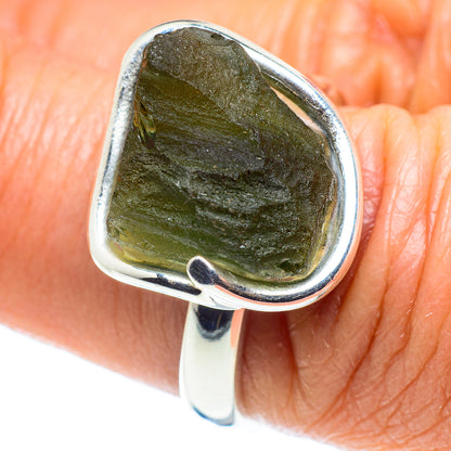 Czech Moldavite Rings handcrafted by Ana Silver Co - RING58140