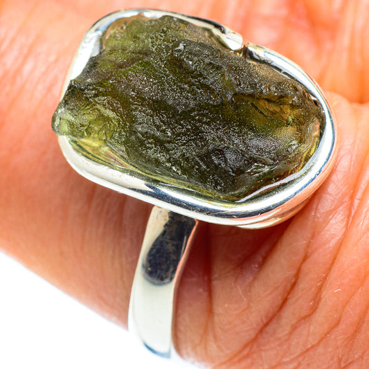 Czech Moldavite Rings handcrafted by Ana Silver Co - RING58141