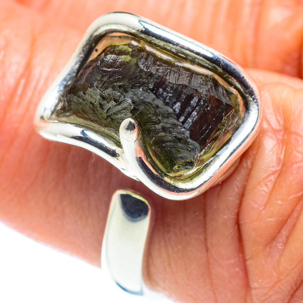 Czech Moldavite Rings handcrafted by Ana Silver Co - RING58142
