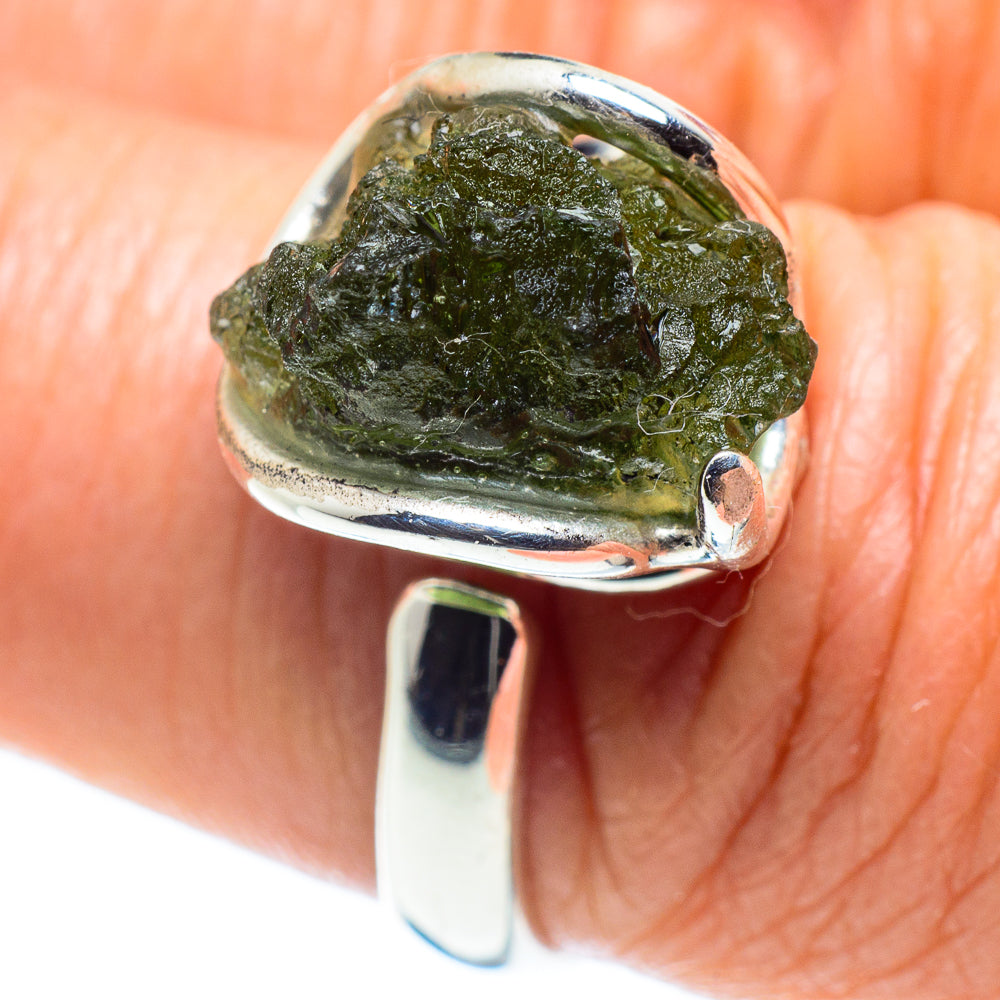 Czech Moldavite Rings handcrafted by Ana Silver Co - RING58143