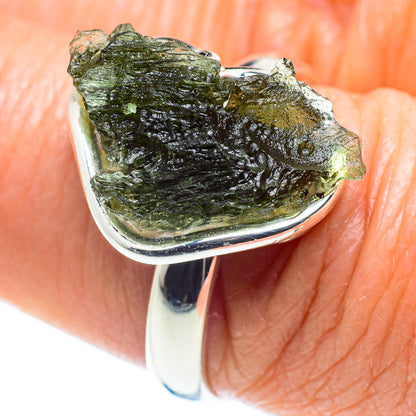 Czech Moldavite Rings handcrafted by Ana Silver Co - RING58145