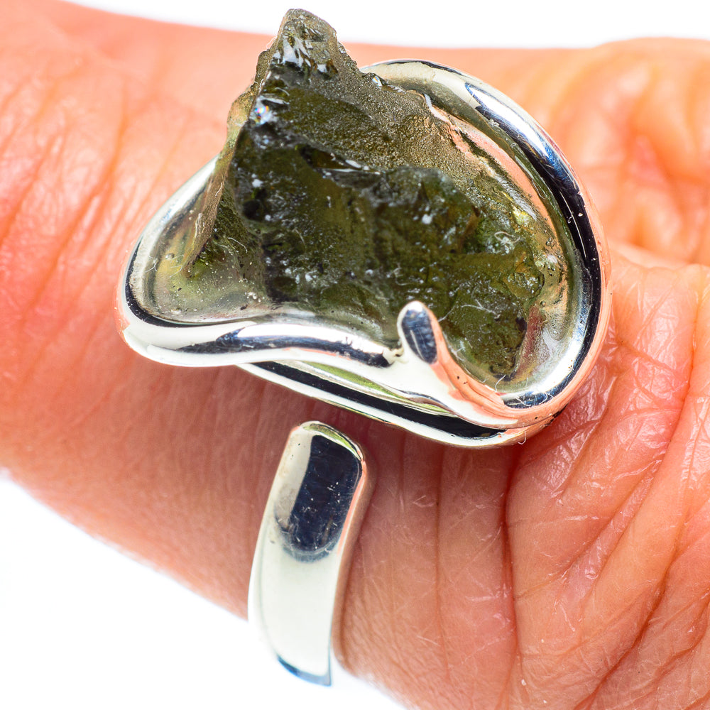 Czech Moldavite Rings handcrafted by Ana Silver Co - RING58147
