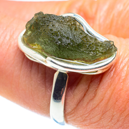 Czech Moldavite Rings handcrafted by Ana Silver Co - RING58148