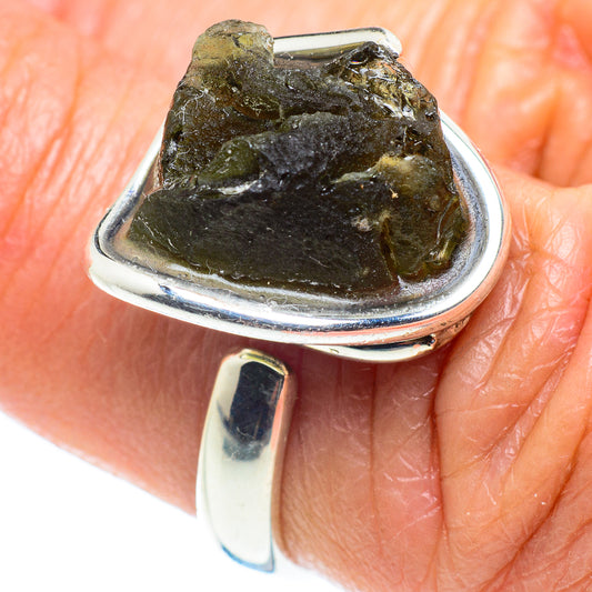 Czech Moldavite Rings handcrafted by Ana Silver Co - RING58149