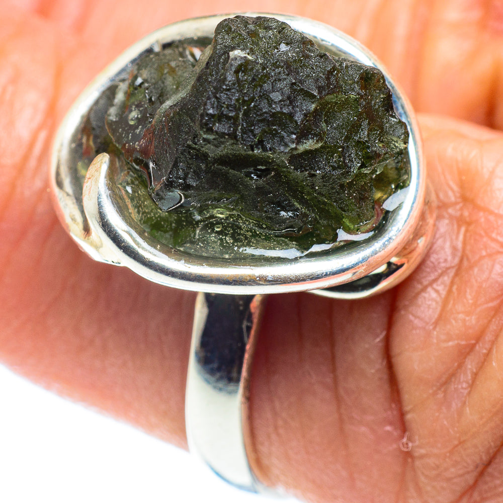 Czech Moldavite Rings handcrafted by Ana Silver Co - RING58150