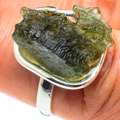 Czech Moldavite Rings handcrafted by Ana Silver Co - RING58151