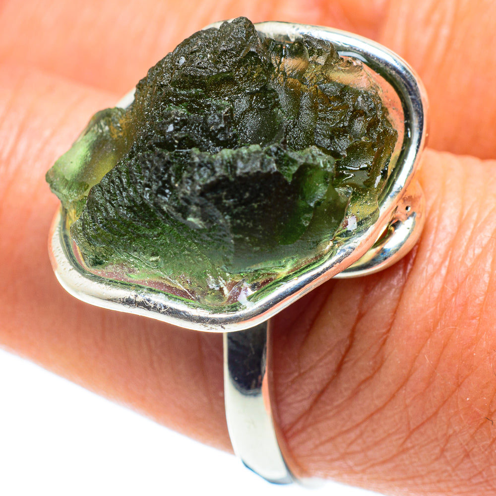 Czech Moldavite Rings handcrafted by Ana Silver Co - RING58153