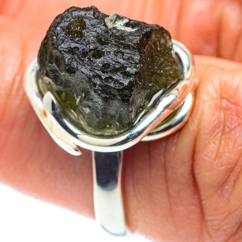 Czech Moldavite Rings handcrafted by Ana Silver Co - RING58154