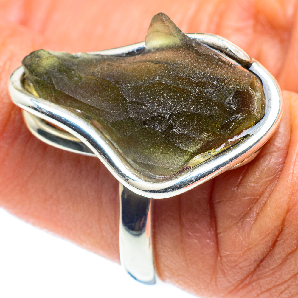 Czech Moldavite Rings handcrafted by Ana Silver Co - RING58155