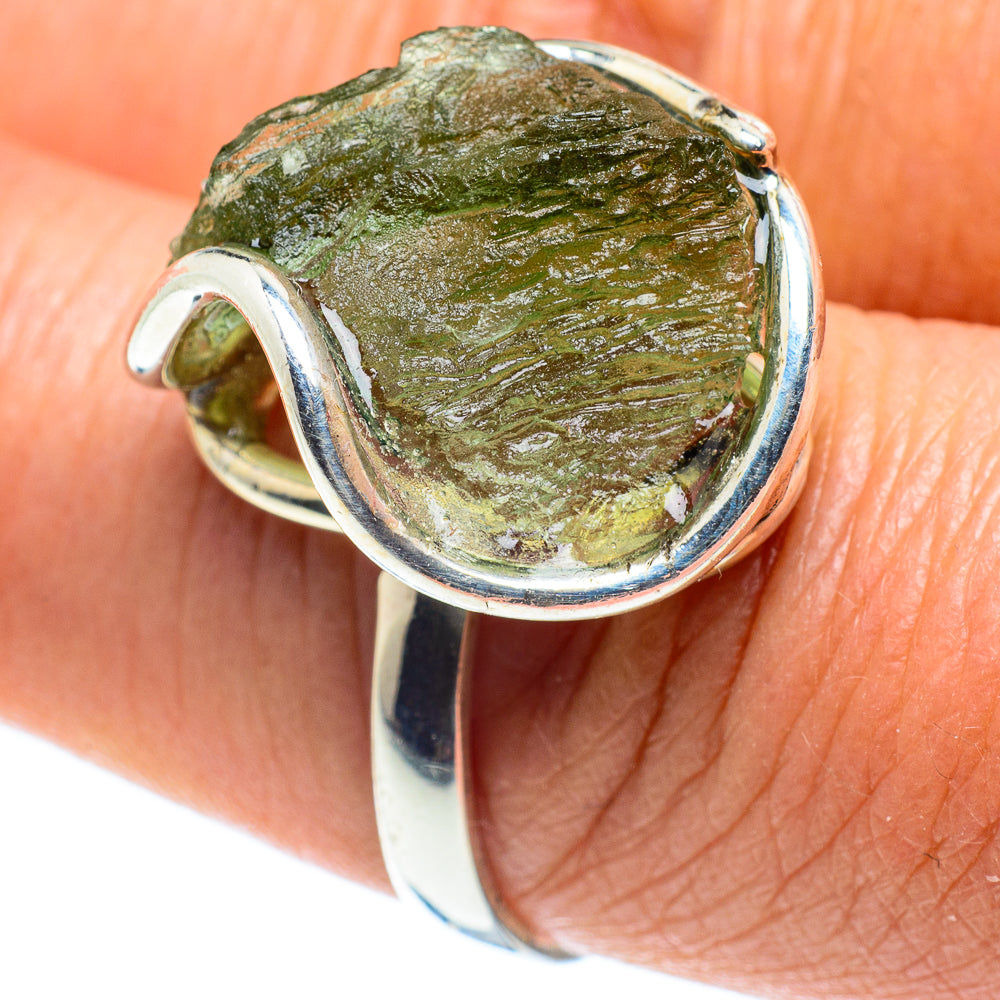 Czech Moldavite Rings handcrafted by Ana Silver Co - RING58156