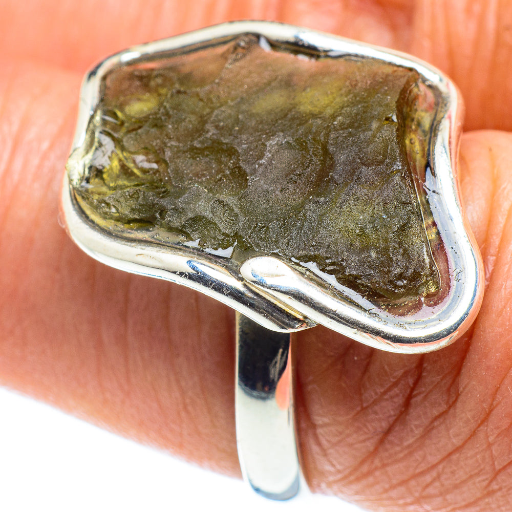 Czech Moldavite Rings handcrafted by Ana Silver Co - RING58157