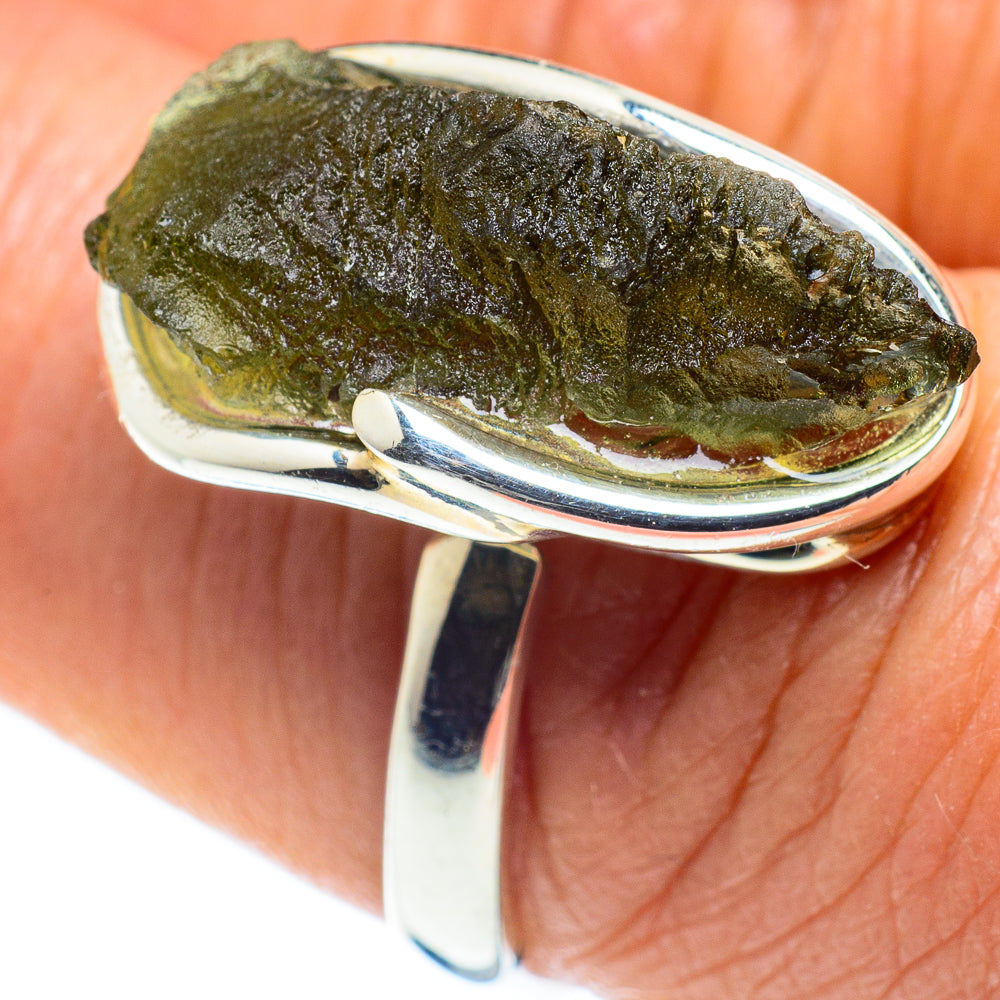 Czech Moldavite Rings handcrafted by Ana Silver Co - RING58158