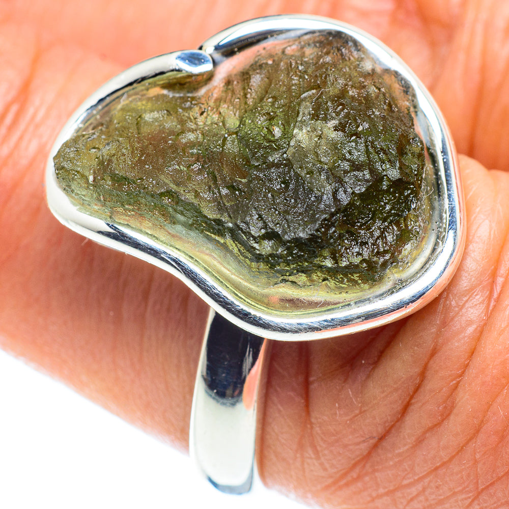Czech Moldavite Rings handcrafted by Ana Silver Co - RING58159