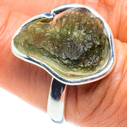 Czech Moldavite Rings handcrafted by Ana Silver Co - RING58159