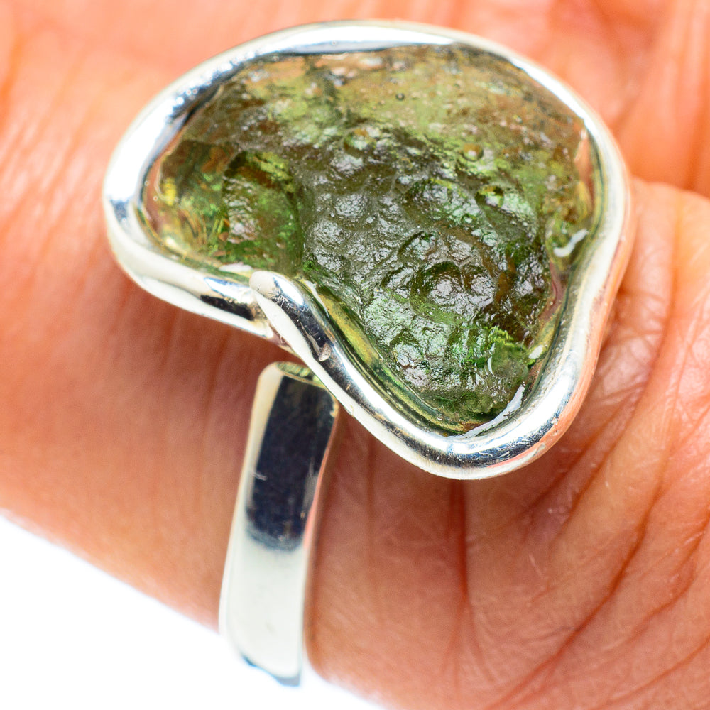 Czech Moldavite Rings handcrafted by Ana Silver Co - RING58160