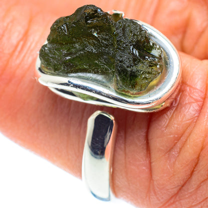 Czech Moldavite Rings handcrafted by Ana Silver Co - RING58161