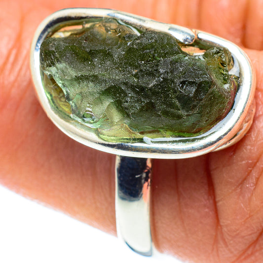Czech Moldavite Rings handcrafted by Ana Silver Co - RING58163