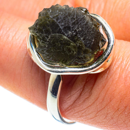 Czech Moldavite Rings handcrafted by Ana Silver Co - RING58164