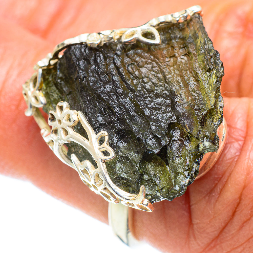 Czech Moldavite Rings handcrafted by Ana Silver Co - RING58166