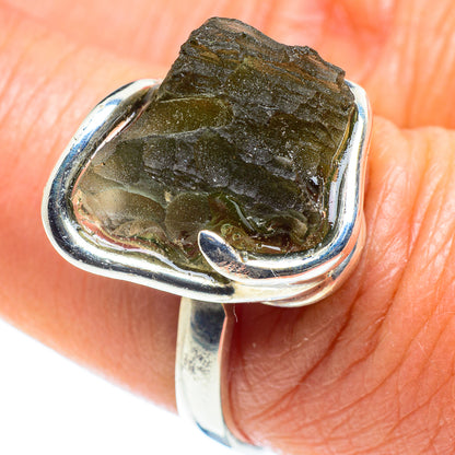 Czech Moldavite Rings handcrafted by Ana Silver Co - RING58168