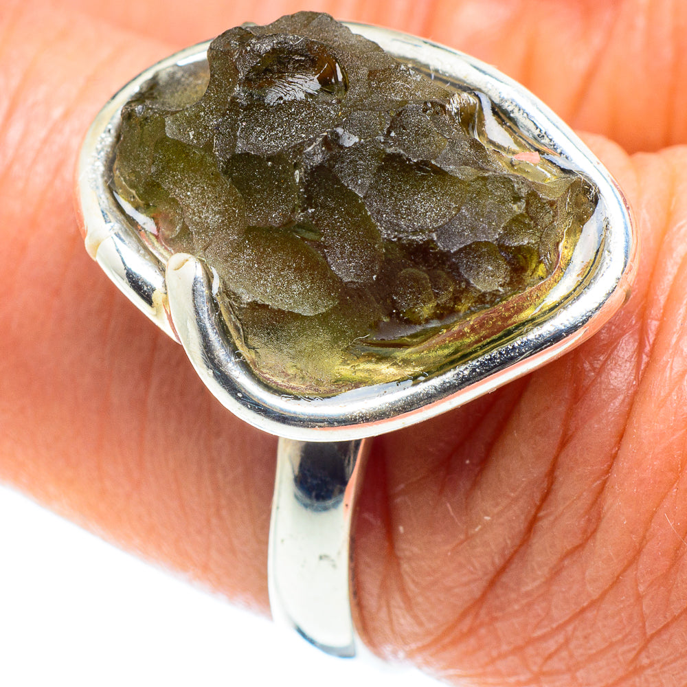 Czech Moldavite Rings handcrafted by Ana Silver Co - RING58169