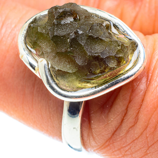 Czech Moldavite Rings handcrafted by Ana Silver Co - RING58169