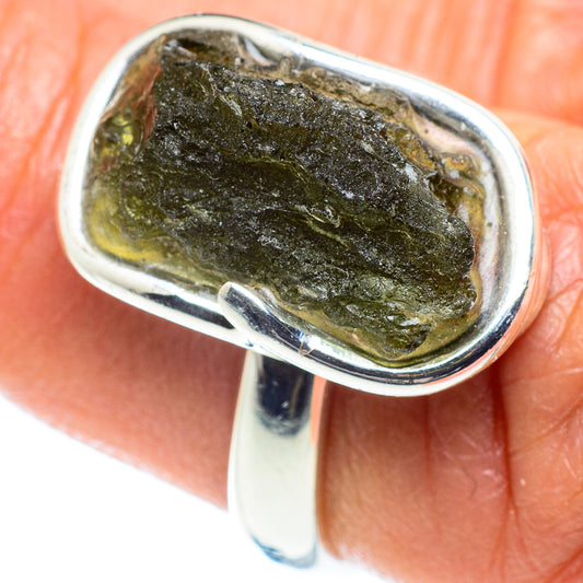 Czech Moldavite Rings handcrafted by Ana Silver Co - RING58170