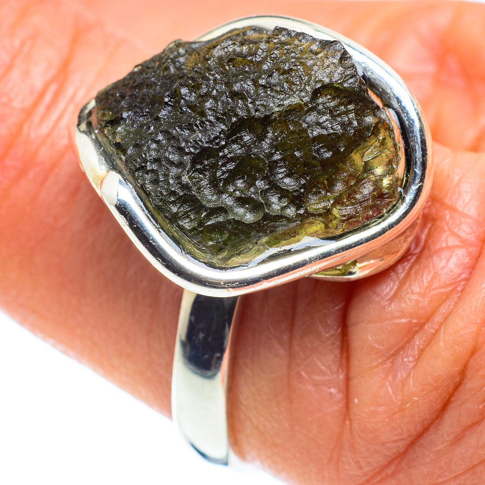 Czech Moldavite Rings handcrafted by Ana Silver Co - RING58171