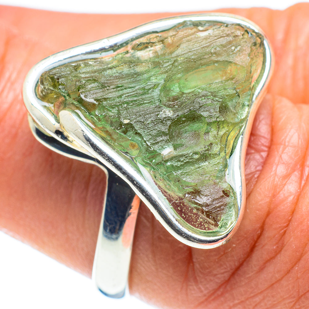 Czech Moldavite Rings handcrafted by Ana Silver Co - RING58172