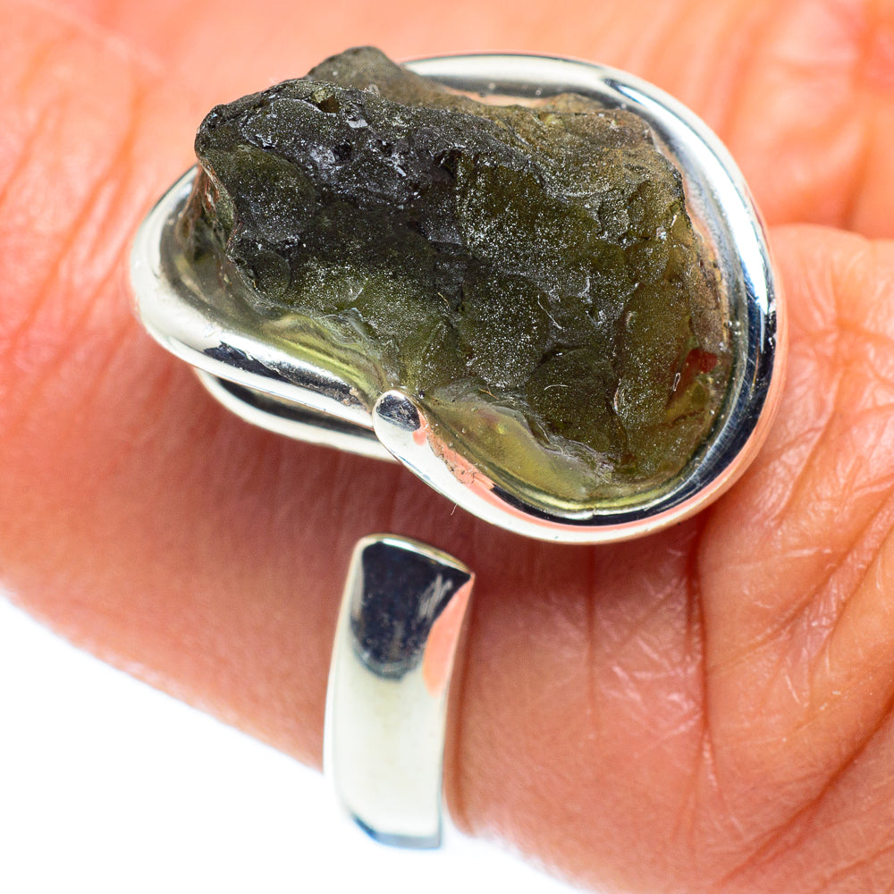 Czech Moldavite Rings handcrafted by Ana Silver Co - RING58173