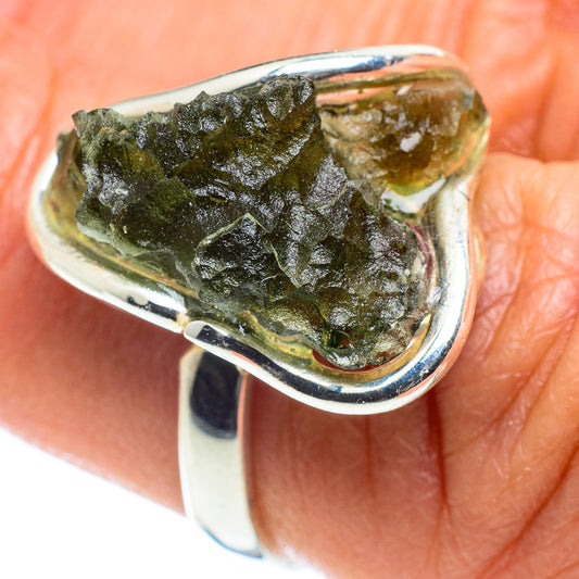 Czech Moldavite Rings handcrafted by Ana Silver Co - RING58174