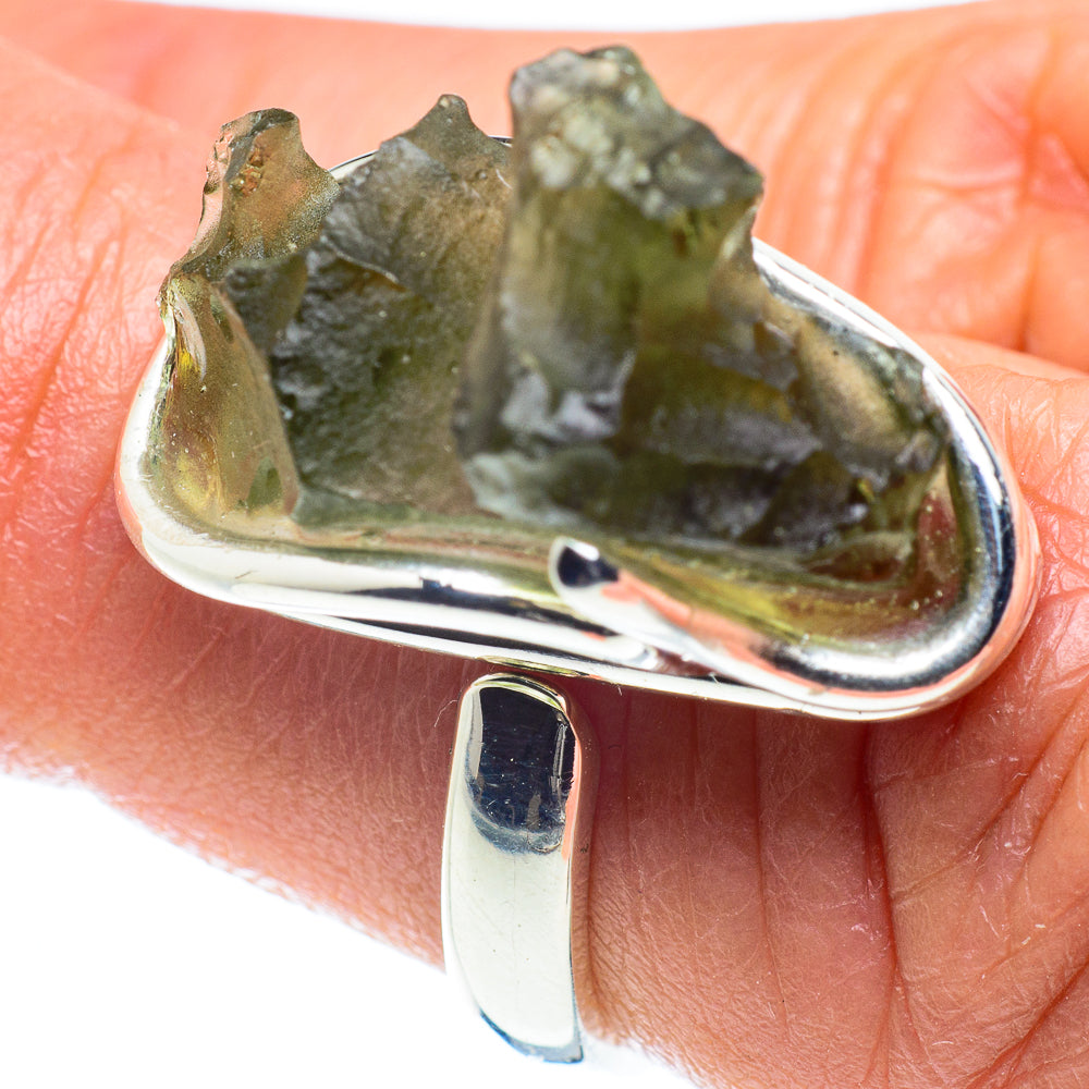 Czech Moldavite Rings handcrafted by Ana Silver Co - RING58175