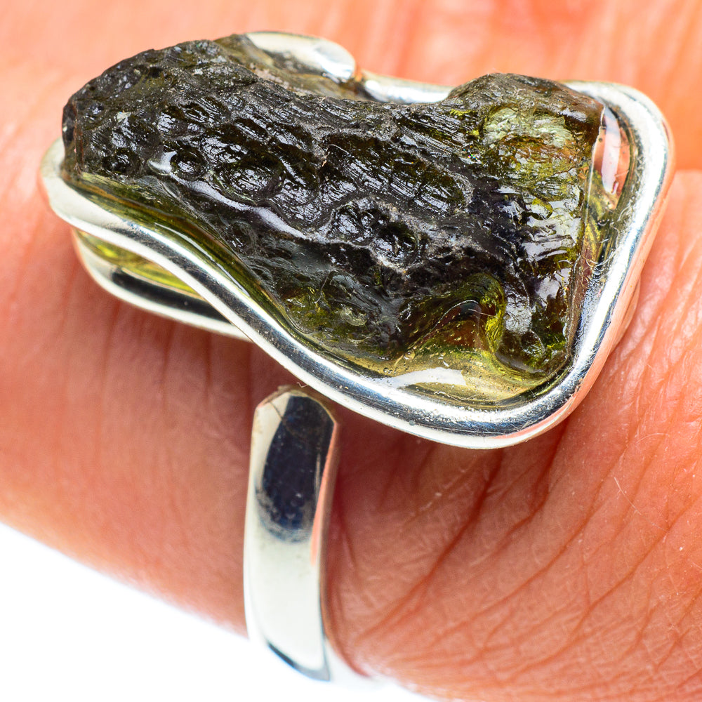 Czech Moldavite Rings handcrafted by Ana Silver Co - RING58176