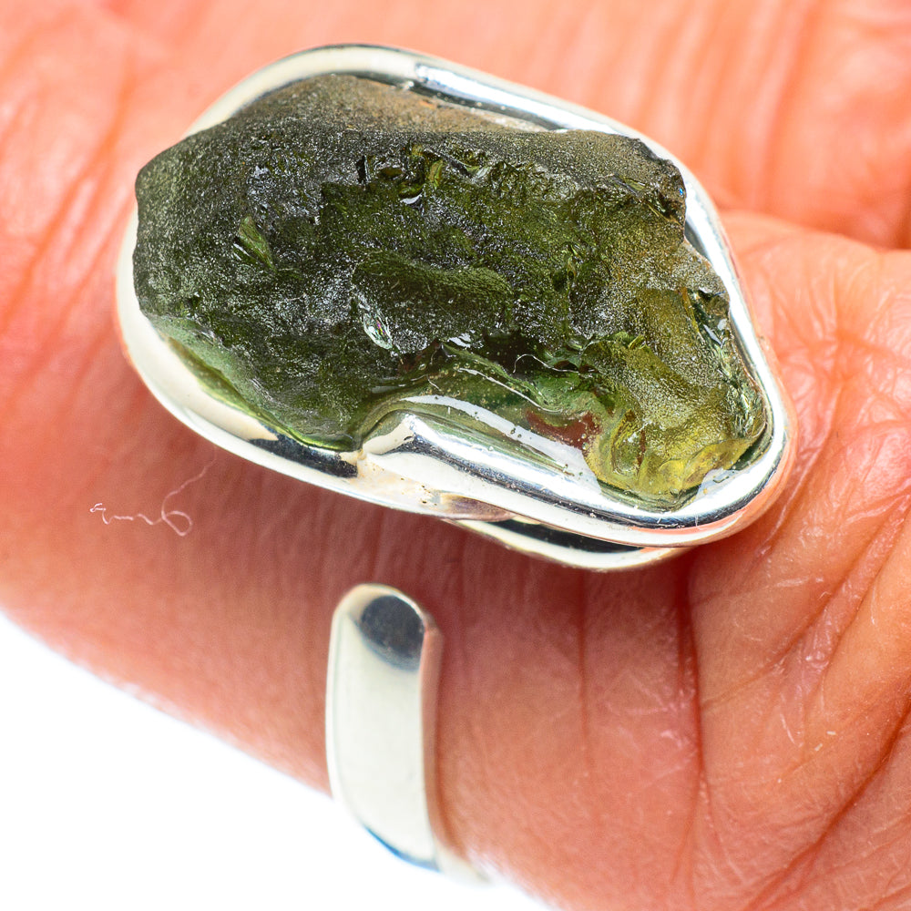 Czech Moldavite Rings handcrafted by Ana Silver Co - RING58177