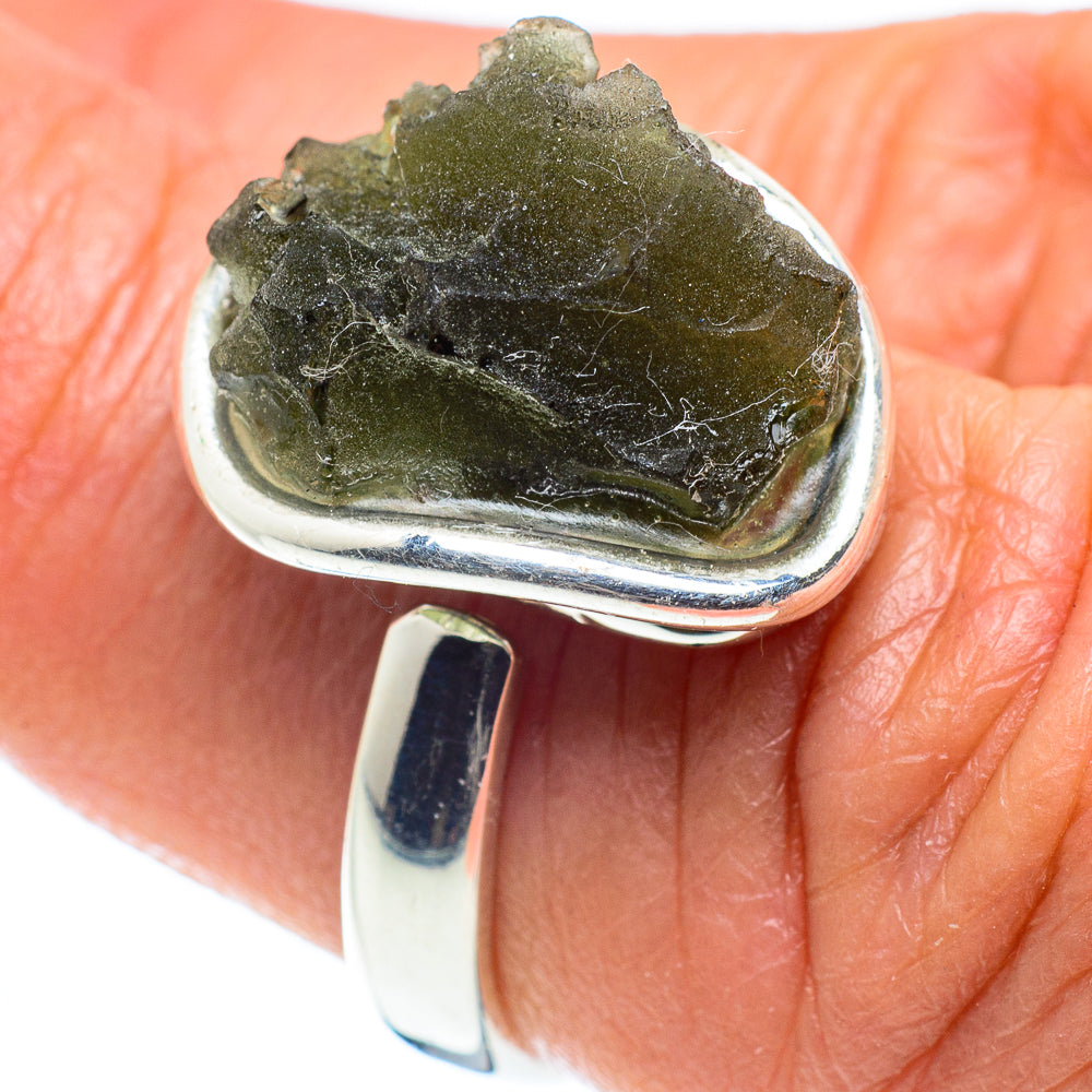Czech Moldavite Rings handcrafted by Ana Silver Co - RING58179