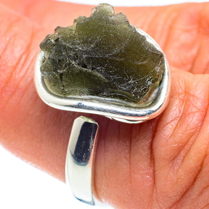 Czech Moldavite Rings handcrafted by Ana Silver Co - RING58179
