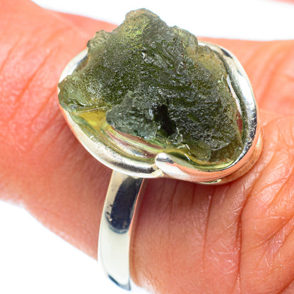 Czech Moldavite Rings handcrafted by Ana Silver Co - RING58180