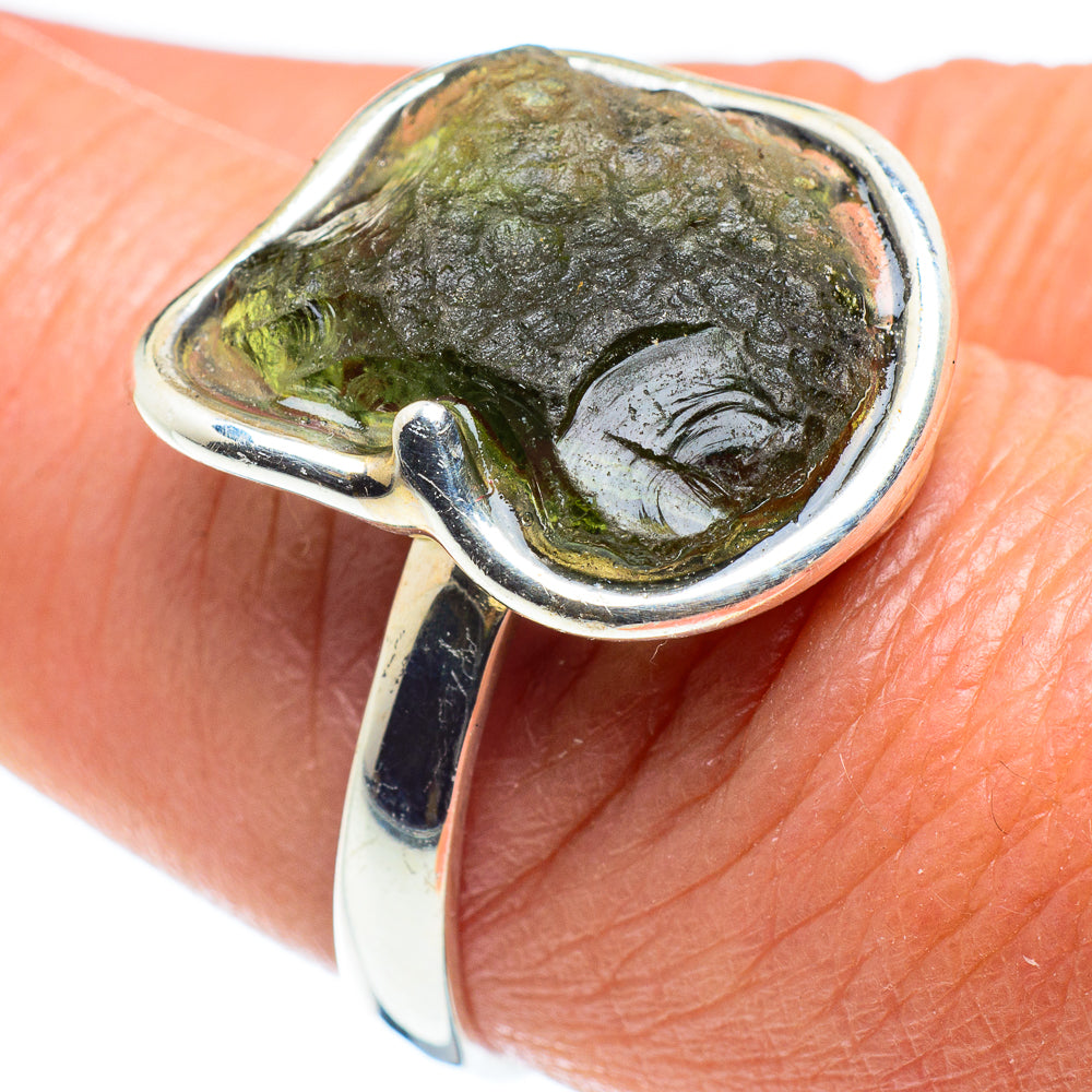 Czech Moldavite Rings handcrafted by Ana Silver Co - RING58181