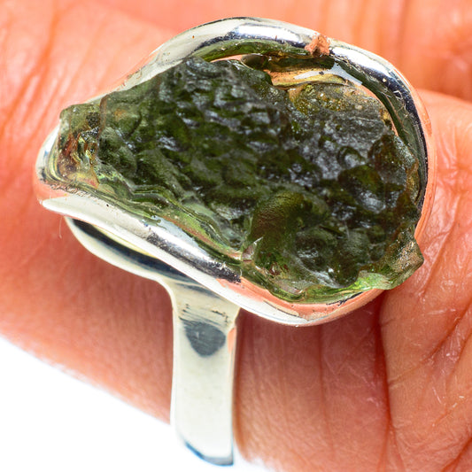Czech Moldavite Rings handcrafted by Ana Silver Co - RING58182