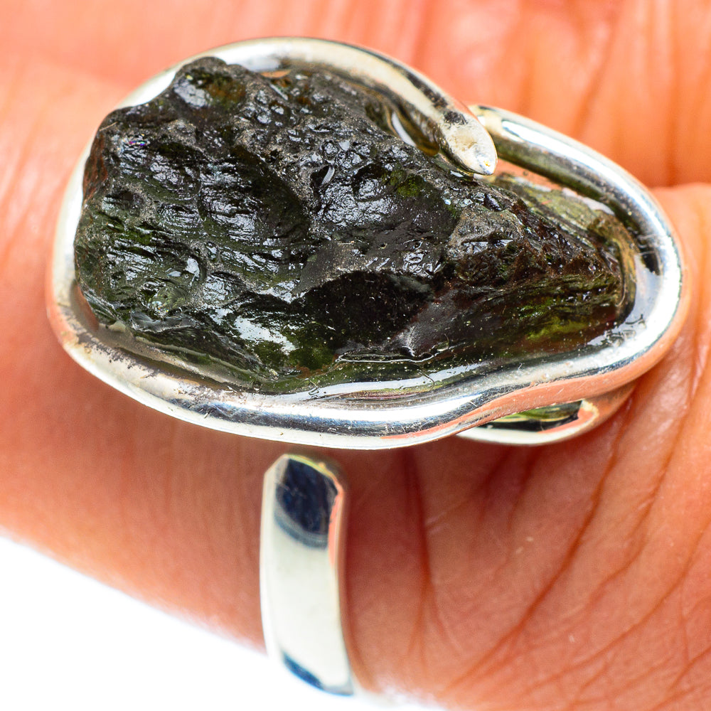 Czech Moldavite Rings handcrafted by Ana Silver Co - RING58183