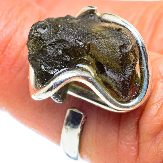Czech Moldavite Rings handcrafted by Ana Silver Co - RING58184