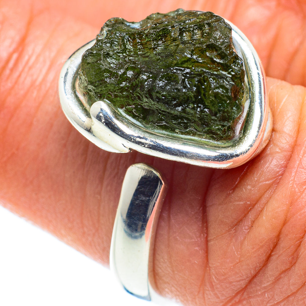 Czech Moldavite Rings handcrafted by Ana Silver Co - RING58185