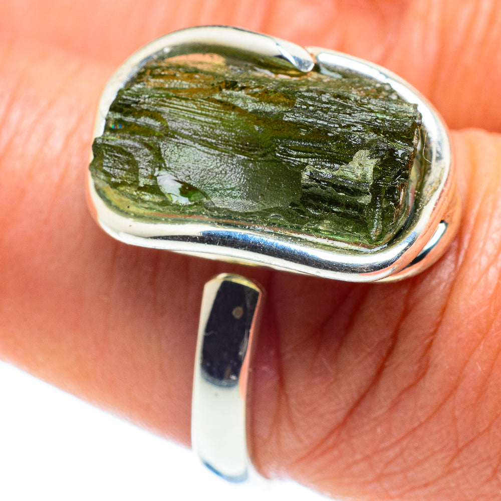Czech Moldavite Rings handcrafted by Ana Silver Co - RING58186
