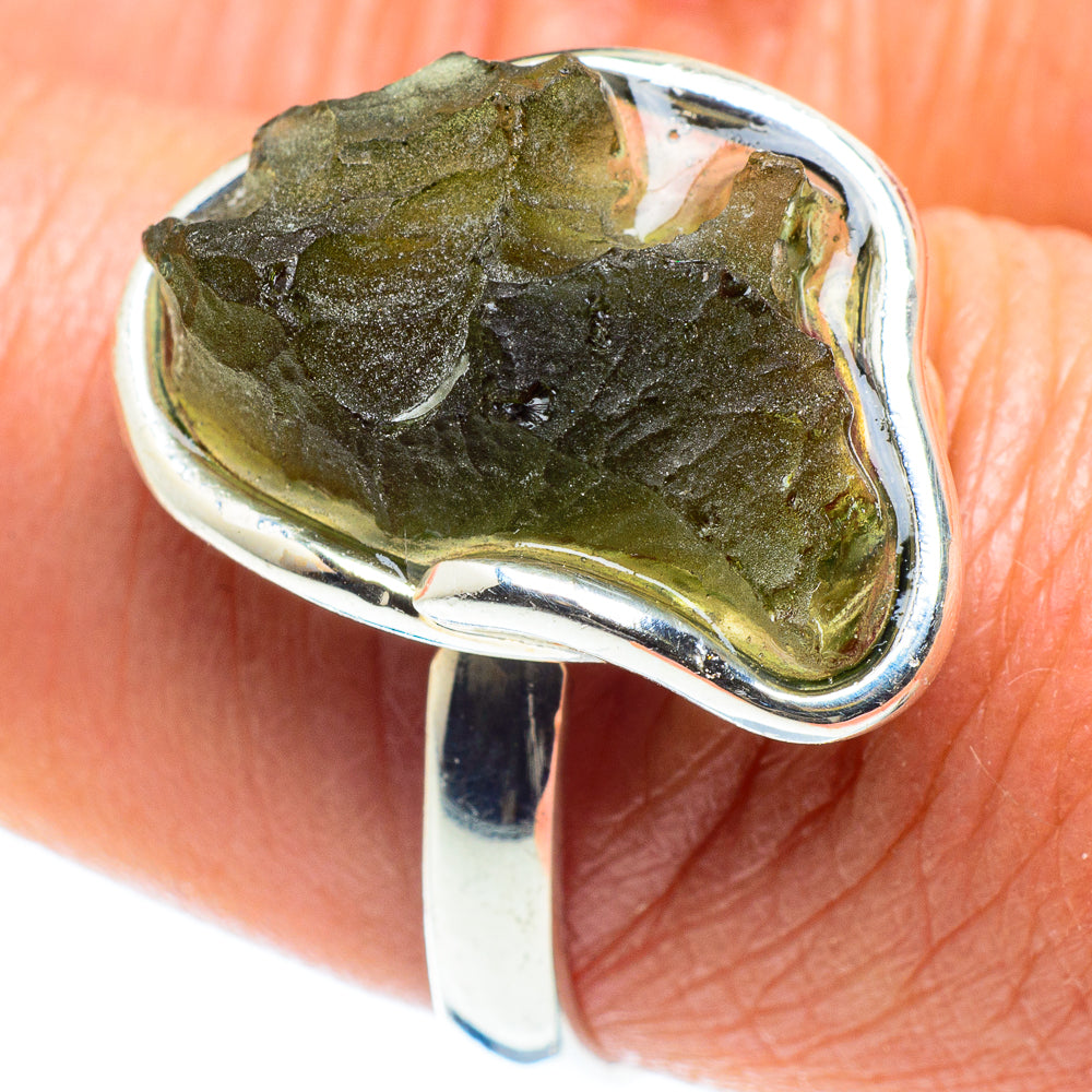 Czech Moldavite Rings handcrafted by Ana Silver Co - RING58187