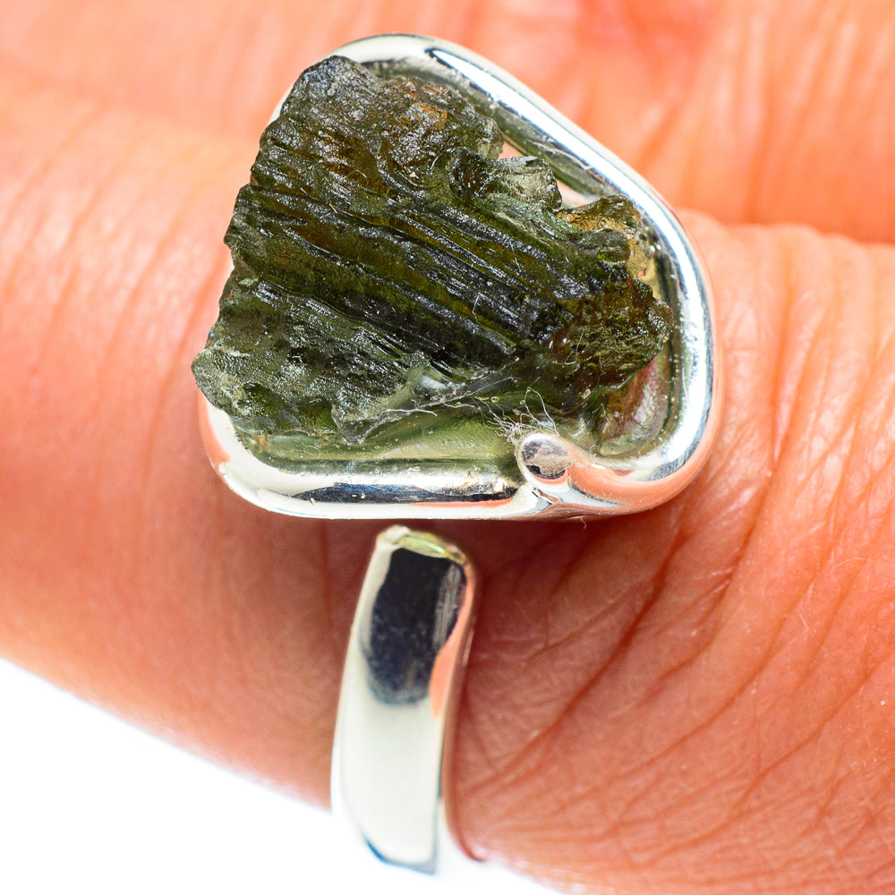 Czech Moldavite Rings handcrafted by Ana Silver Co - RING58188