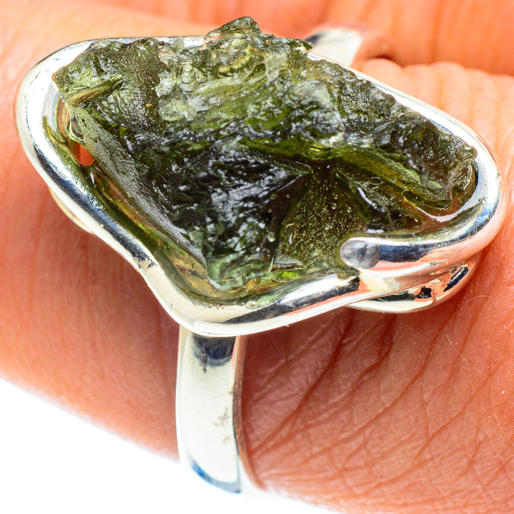 Czech Moldavite Rings handcrafted by Ana Silver Co - RING58189