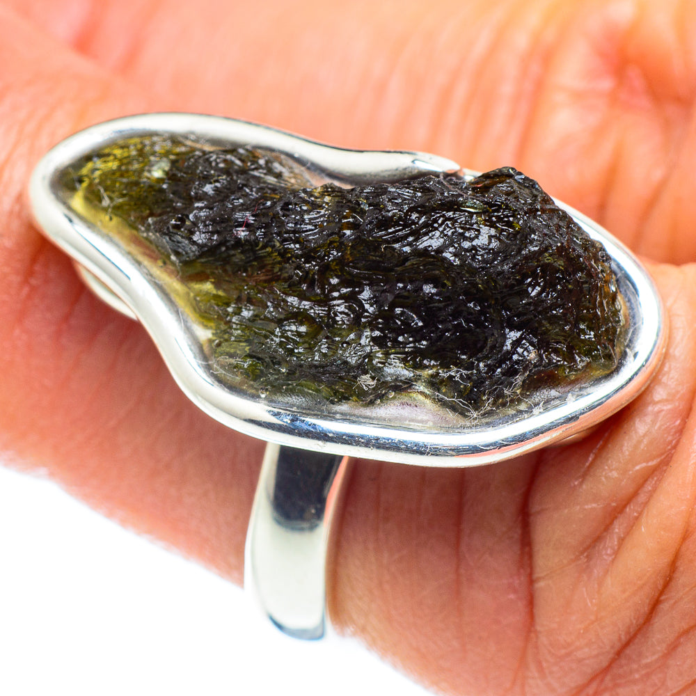 Czech Moldavite Rings handcrafted by Ana Silver Co - RING58190